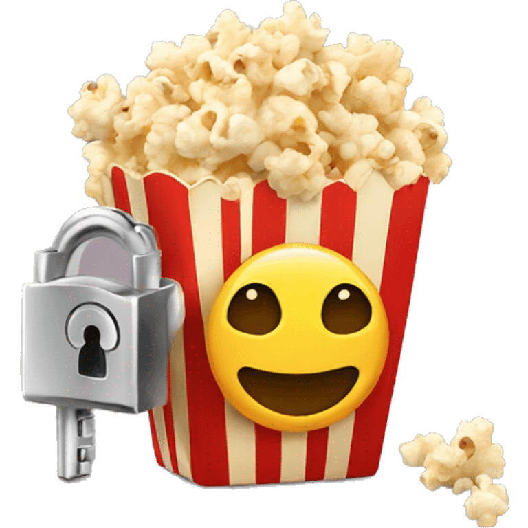 popcorn and a lock emoji