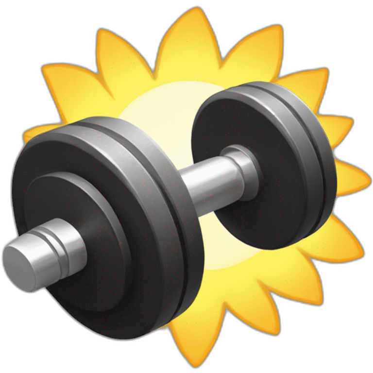 dumbbell-with-sun-behind emoji