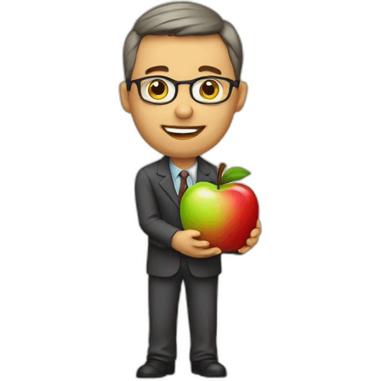 Teacher with an apple emoji