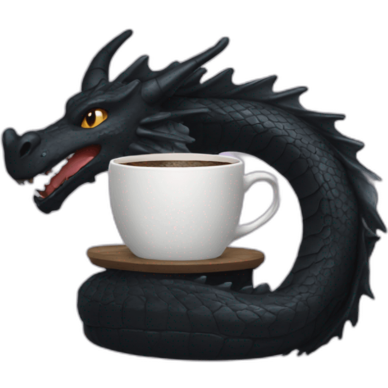 Black dragon drinking coffee emoji