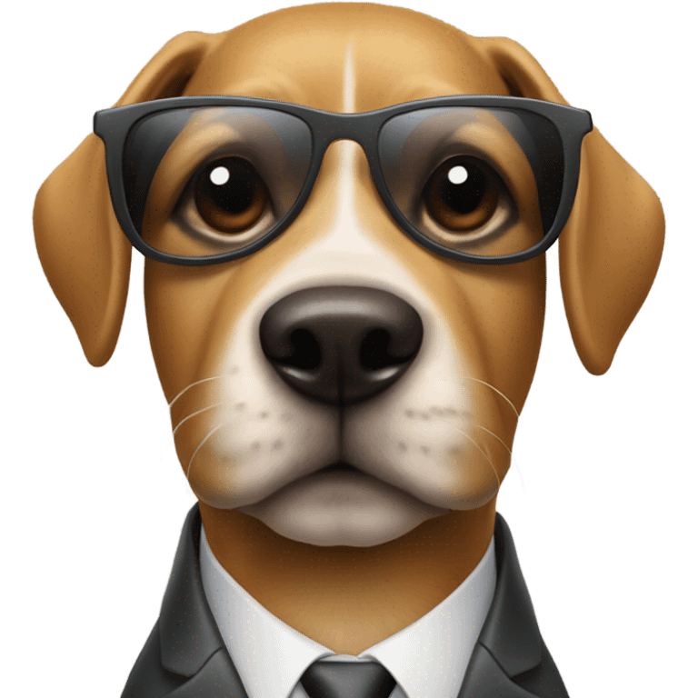 Dog wearing suit and sunglasses looking smart emoji