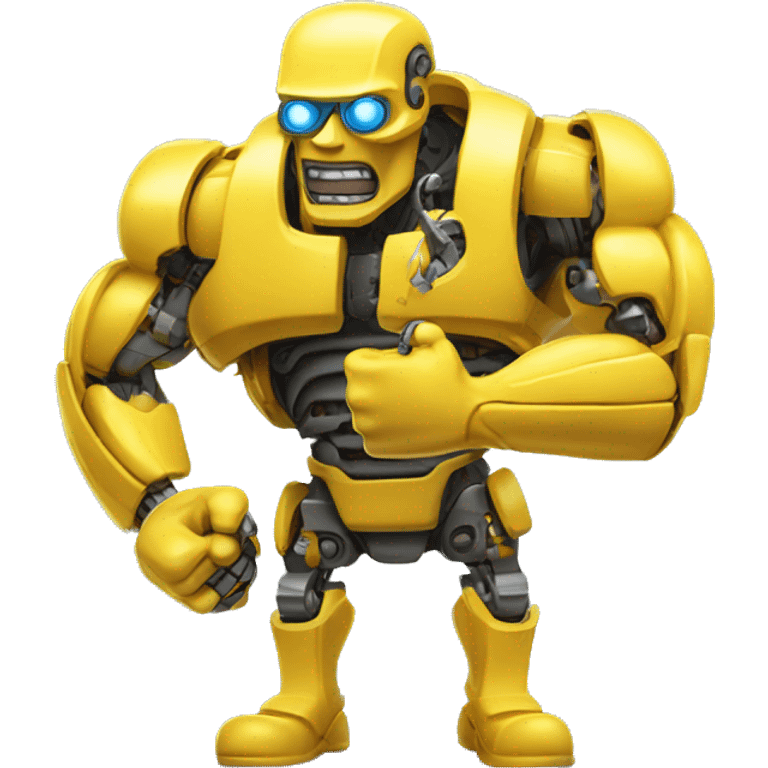 Flexing yellow mechanical cyborg bicep  emoji