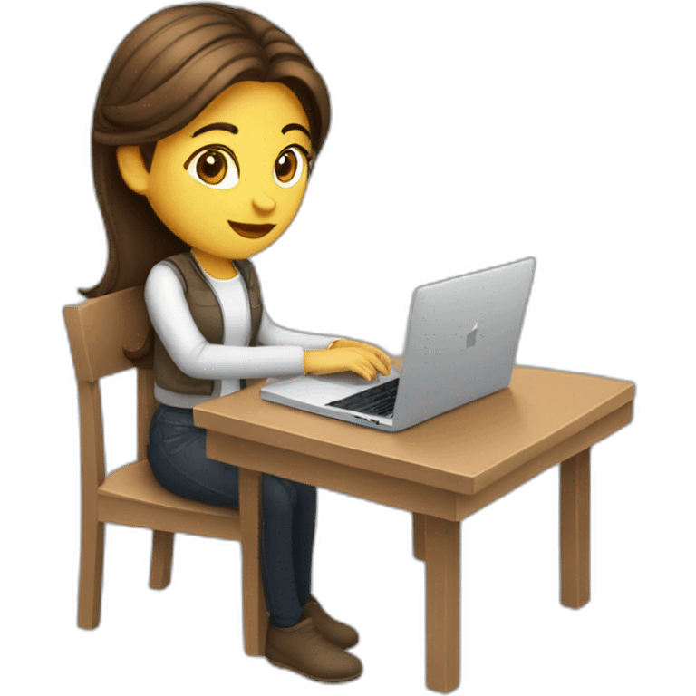 programmer girl with brown hair working with MacBook emoji