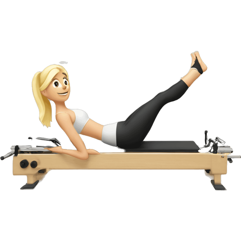 Blonde girl doing reformer pilates  emoji