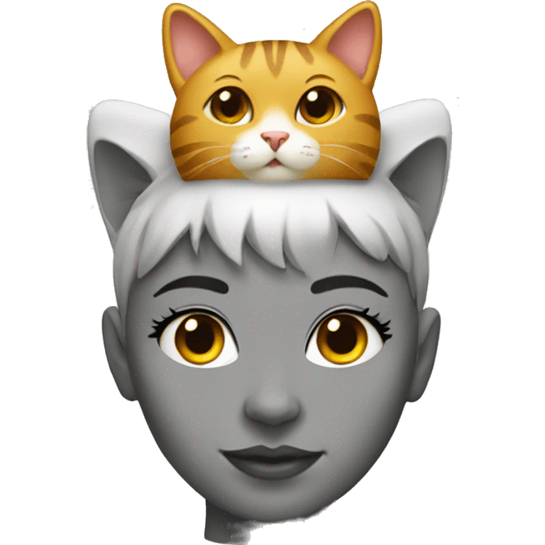 WITH CAT ON HER HEAD emoji