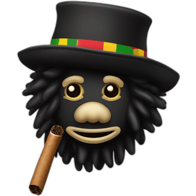 gollywog Jamaican Rasta hat with cigar emoji