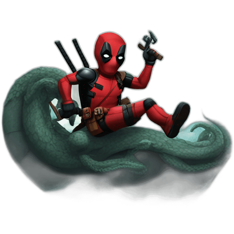 deadpool riding kraken emoji