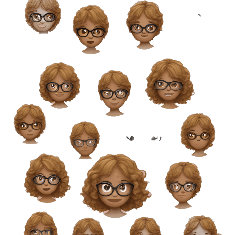 girl with clear glasses and curtain bangs wavy hair and long lashes cute  emoji