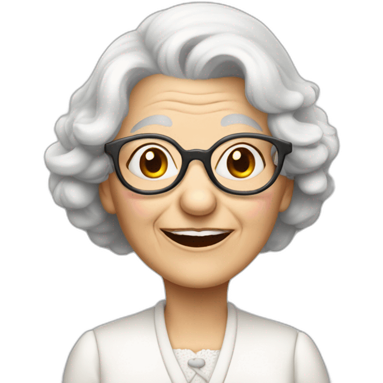 old lady jerry mouse with spectacles and white hair and white dress emoji