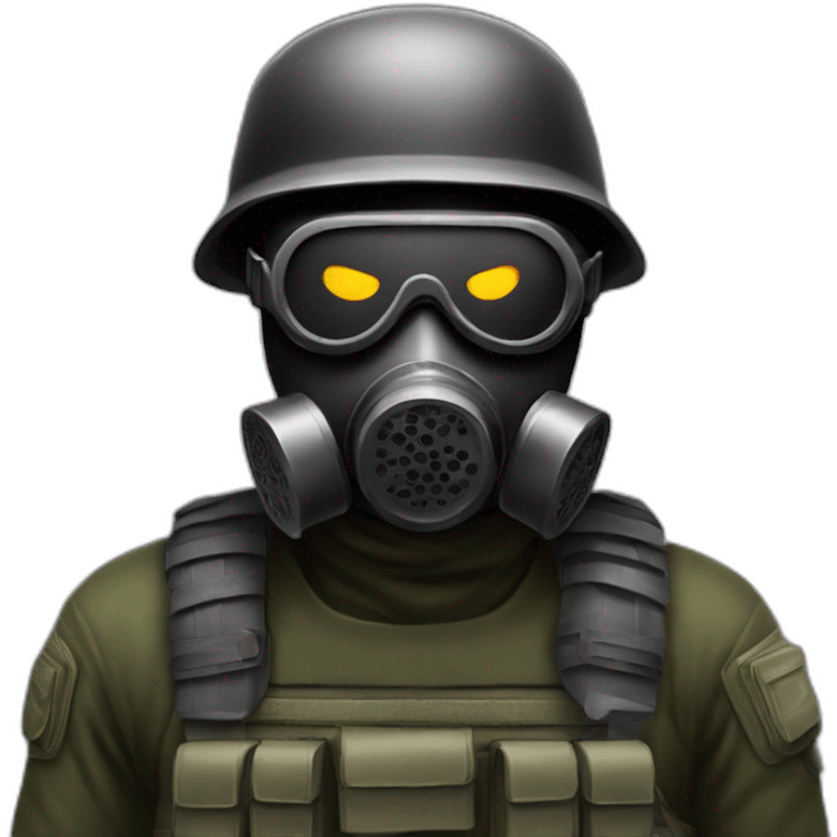 gas masked army man with googles black emoji emoji