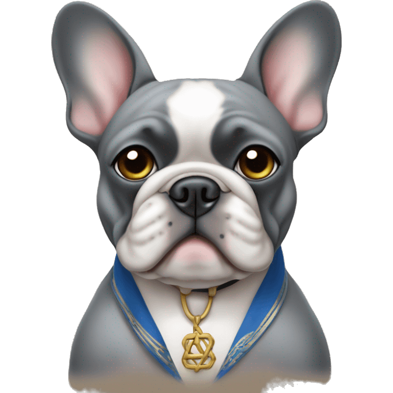 Gray French bulldog in a Jewish yamaka  emoji