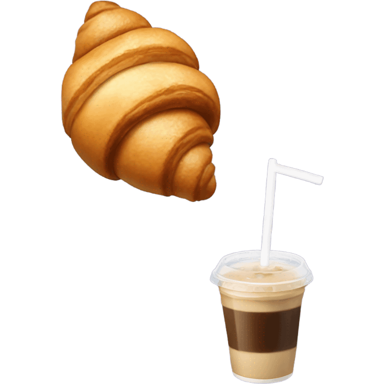 Croissant & iced coffee emoji