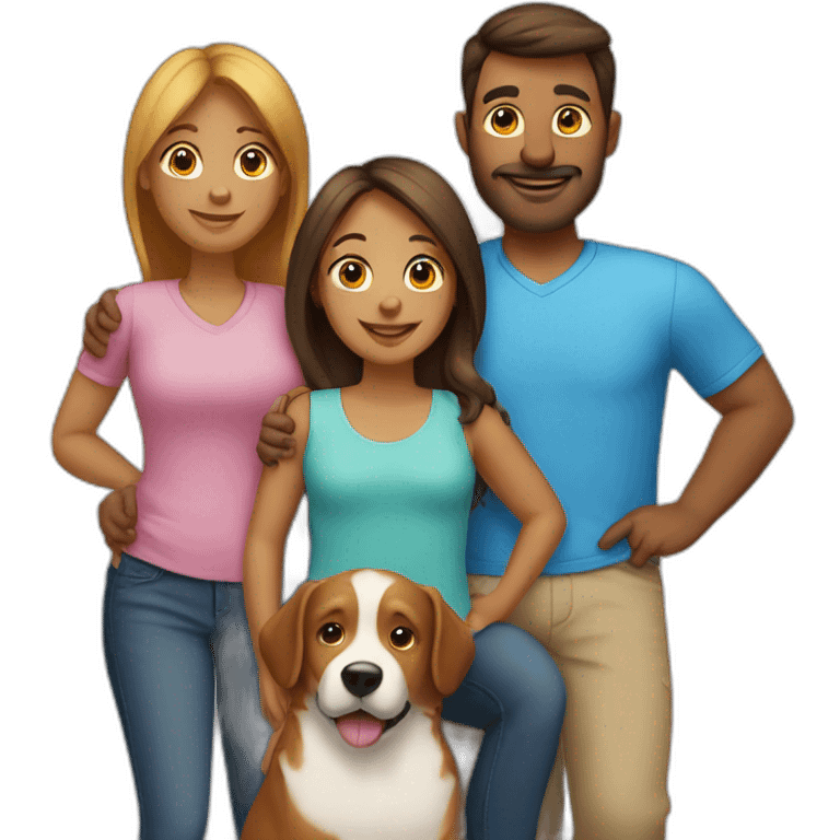 Family of 5 with dog emoji