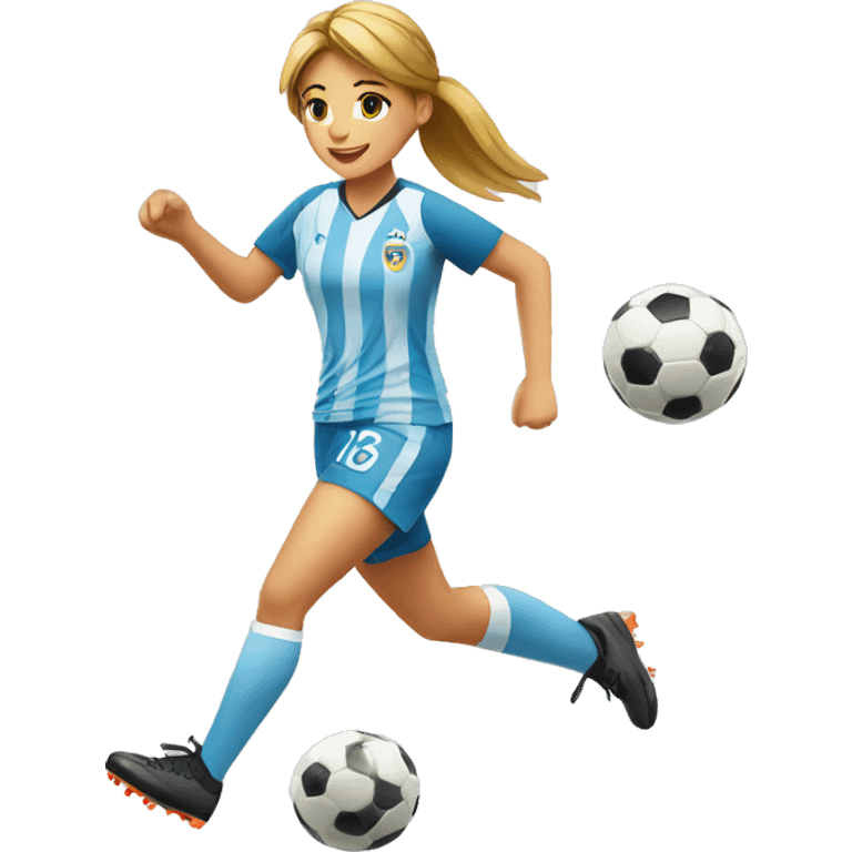 Make an emoji with a soccer player girl passing the ball between her legs emoji