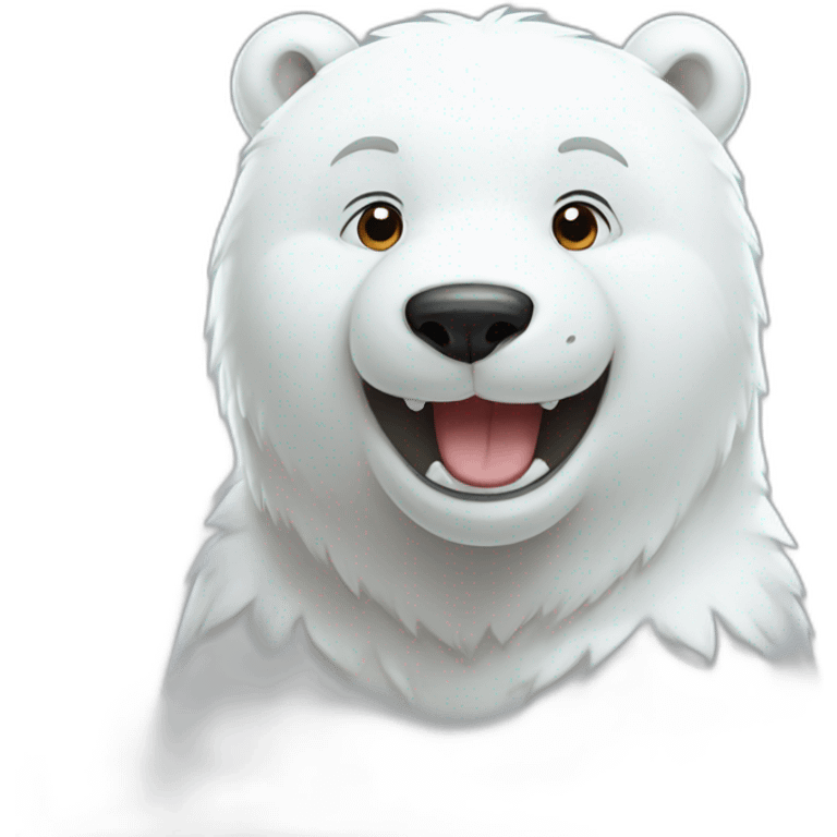 anime polar bear cub with smile emoji