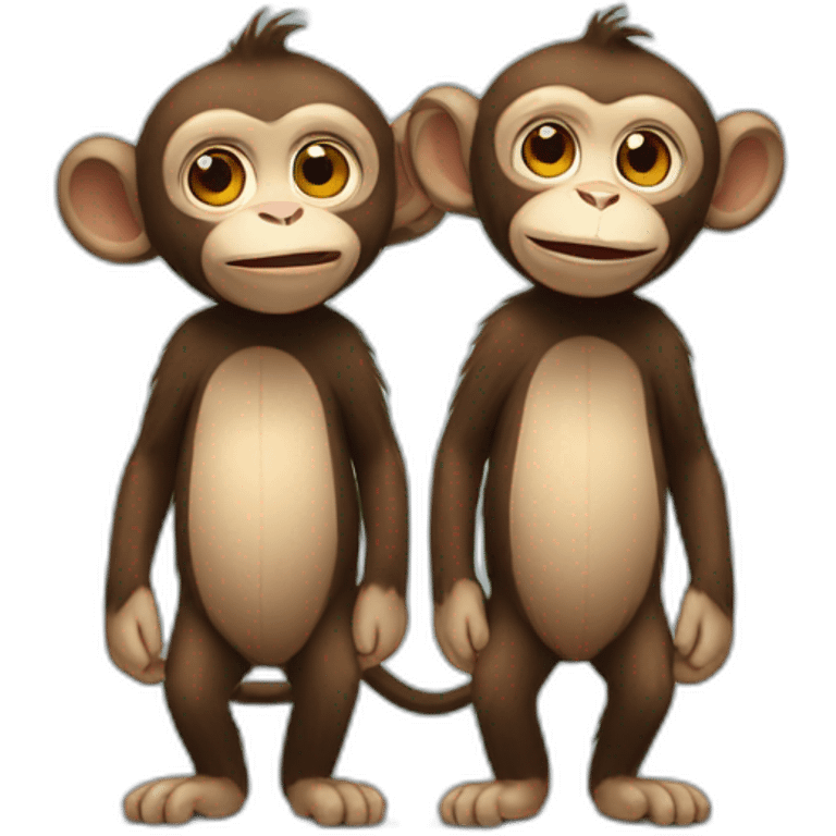 a couple of monkeys standing next to each other emoji