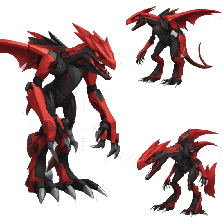  Cool Edgy Black Red Digimon-Fakemon-Guilmon-Velociraptor-Dragon-Mecha full body emoji