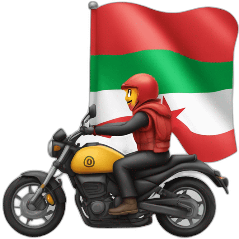 quelqu'un sur une moto avec le drapeau du Maroc derrière emoji