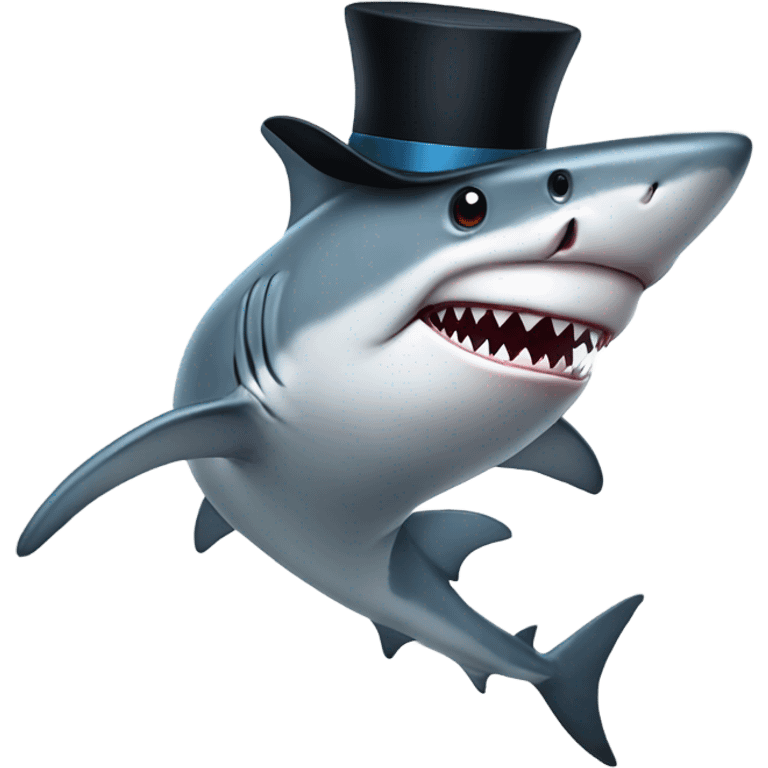 Shark with a top hat emoji