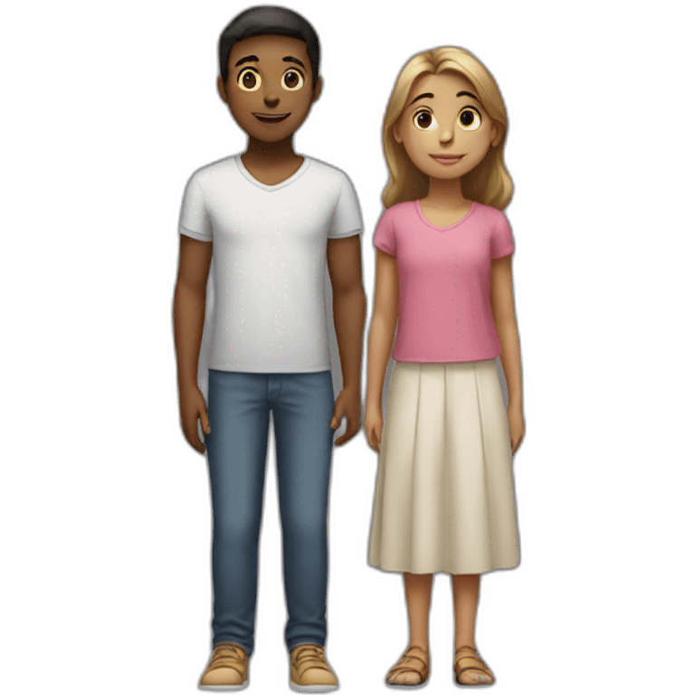 12 years old boy and girl standing next to each other emoji