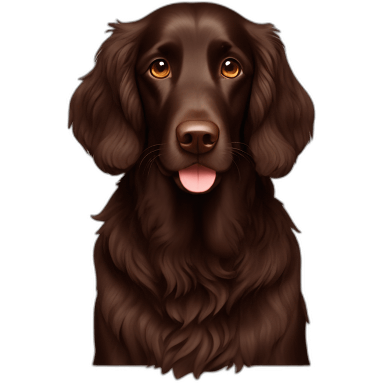 Chocolate brown flat coated retriever crossed working cocker spaniel male dog emoji