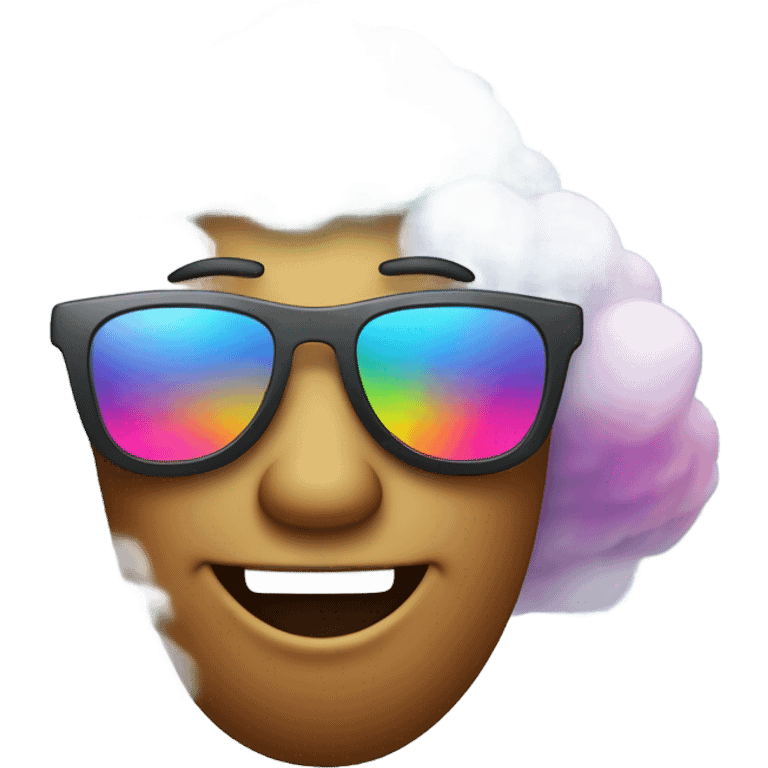 Big rainbow colored happy sning aearing sunglasses cloud  emoji