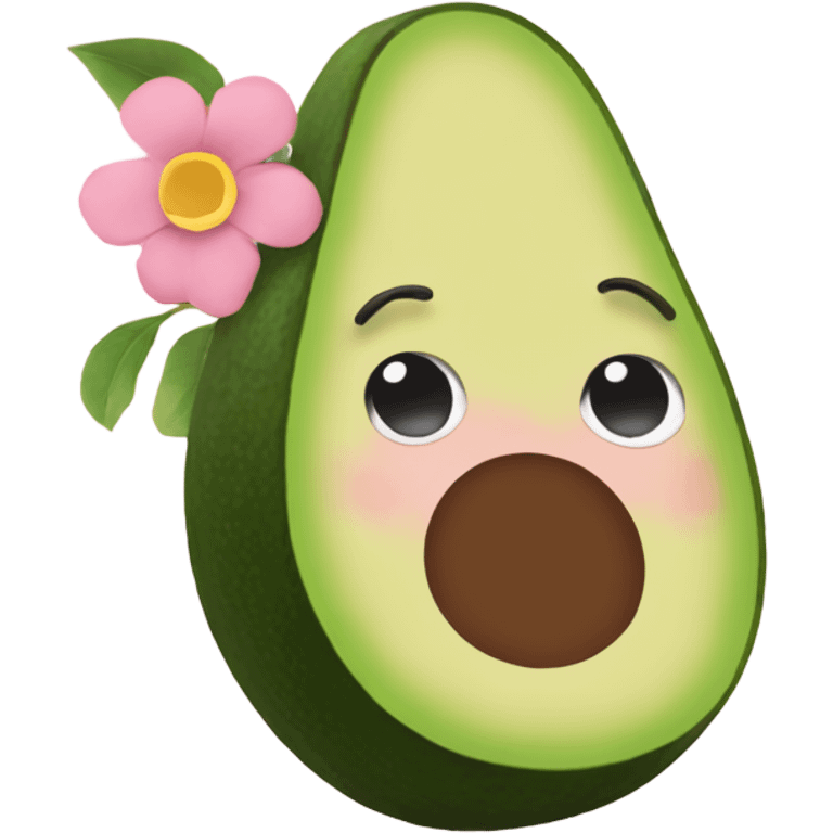 Cute avacado with pale pink flower emoji