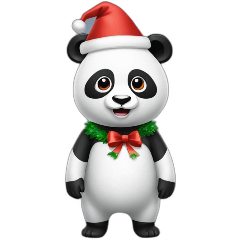 full body christmas panda in vr headset emoji