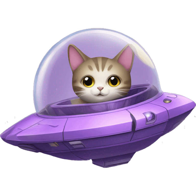 Cute purple hoverpetcat in a space ship in the moon  emoji