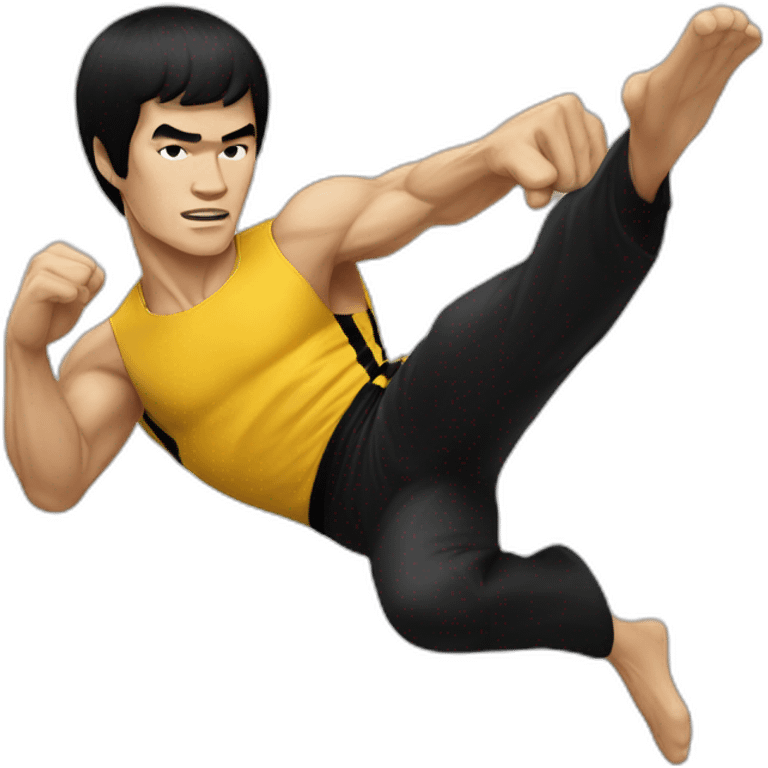 bruce lee side-kick to kick bag emoji