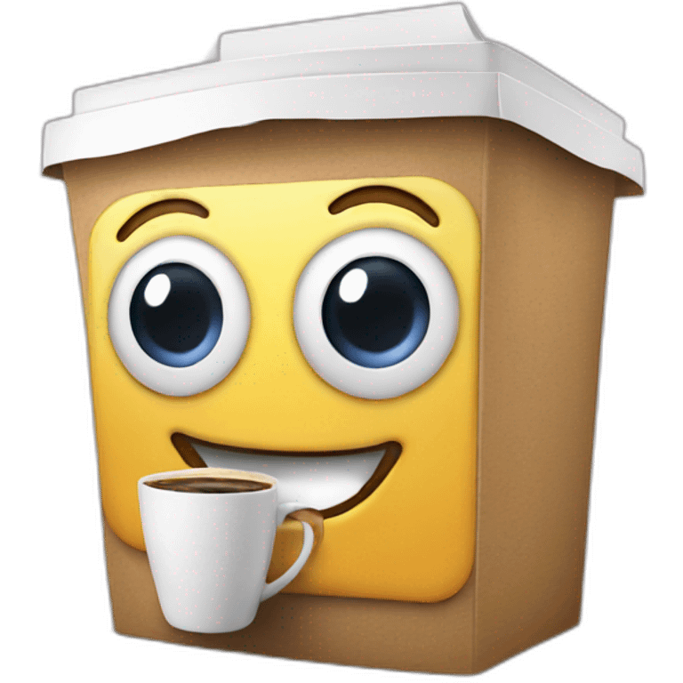 happy video box with a coffee emoji