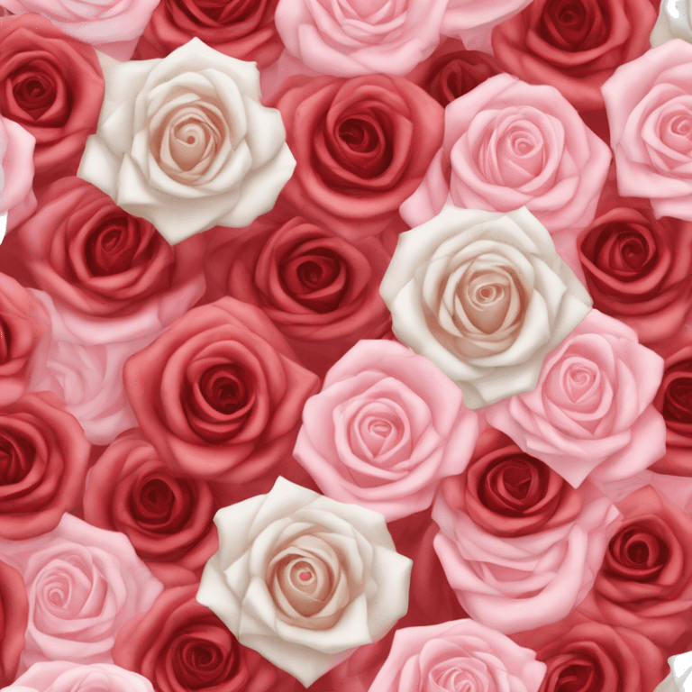 100 red, light pink, and white rose bouquet with floral light pink wrapping paper emoji