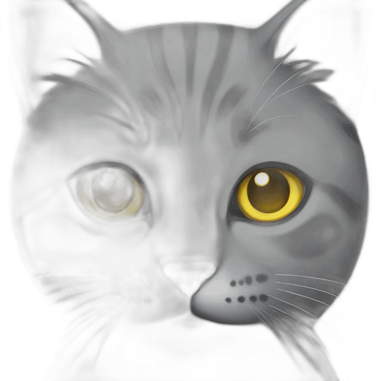 Grey cat with yellow eyes thin emoji