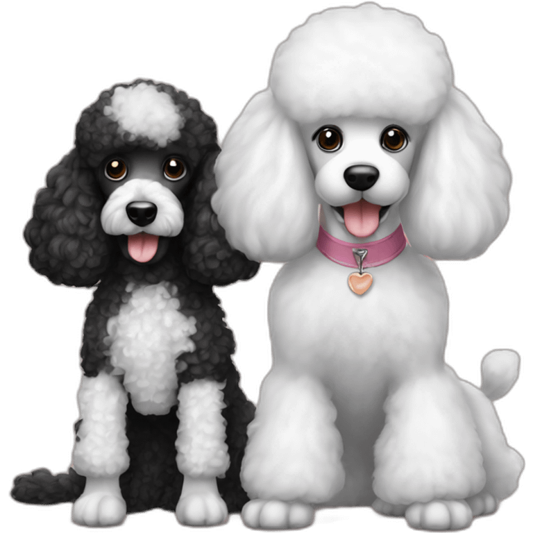 Black poodle and white poodle best friends emoji