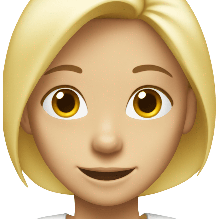 Blonde girl smile in white t-shirt emoji