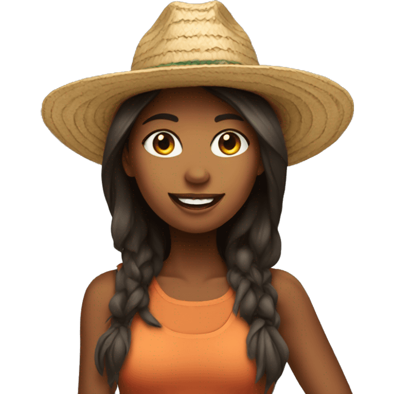 Un emoji de una chica con sombrero emoji