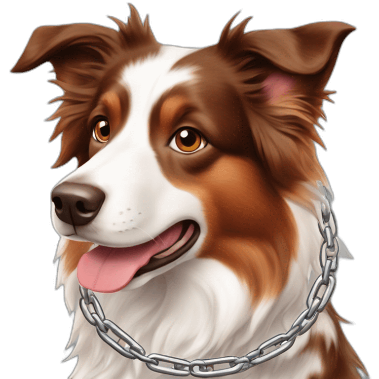 red merle border collie in wheel chain emoji