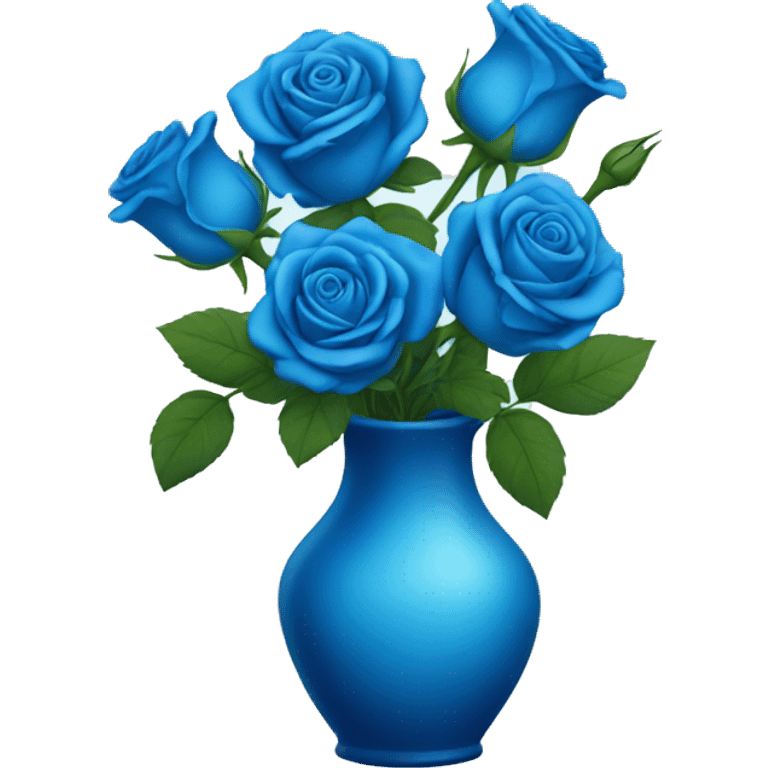 Blue roses in vase  emoji