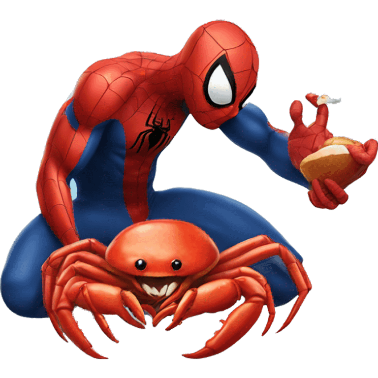 spiderman eating a crab emoji