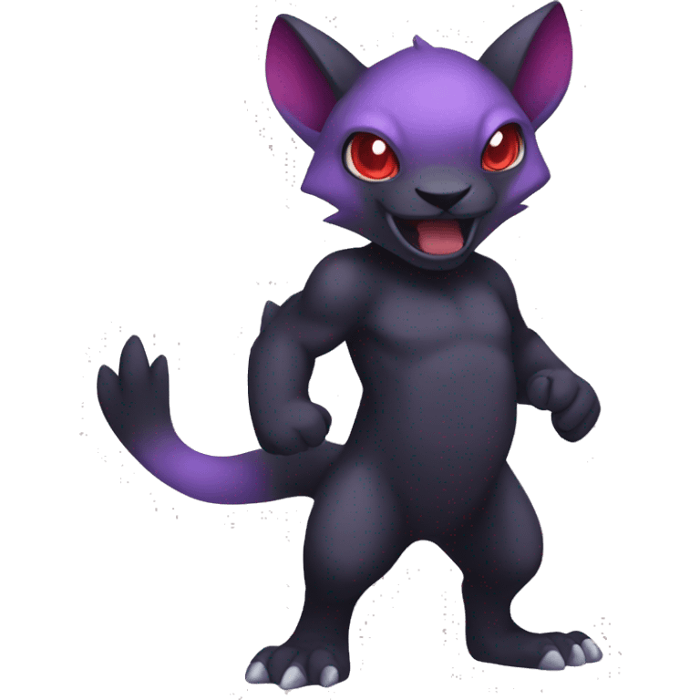 Cute cool dark black red purple animal hybrid Fakemon full body emoji