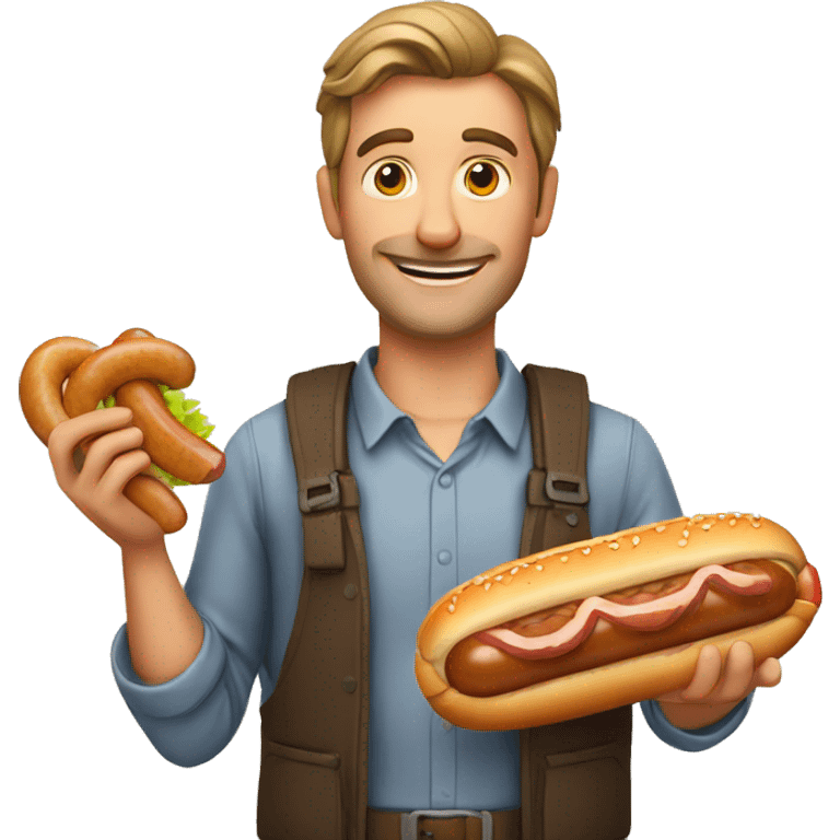 german man holding a bratwurst emoji