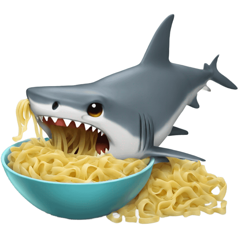 Shark eating pasta emoji