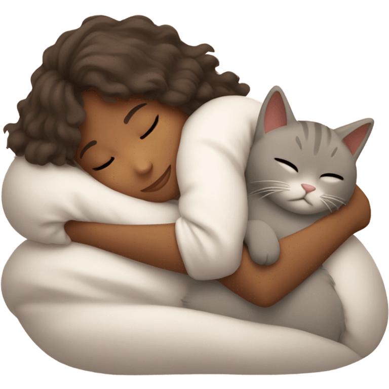 Girl and cat sleeping emoji