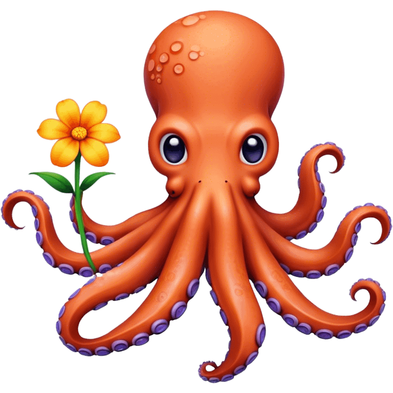 octopus with flower emoji