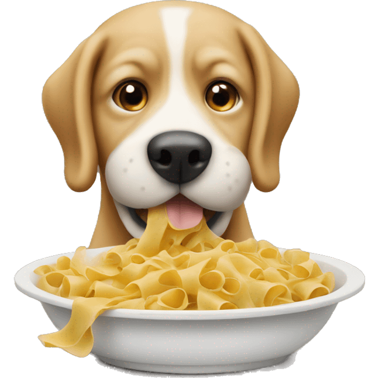 A dog eating pasta emoji