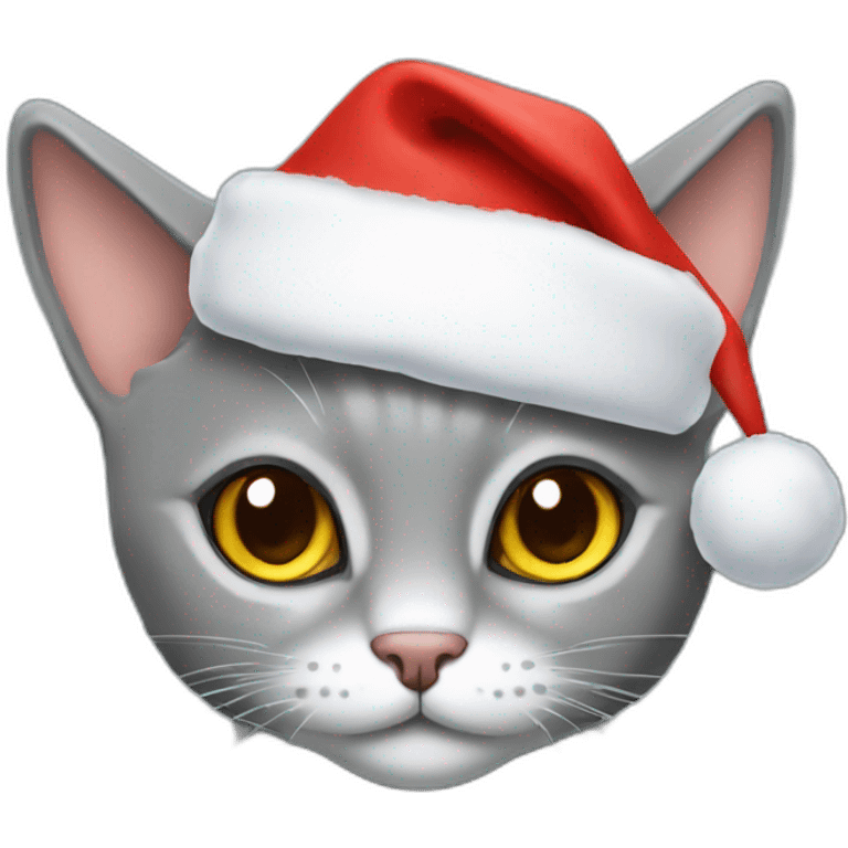 Little grey cat with santa hat emoji