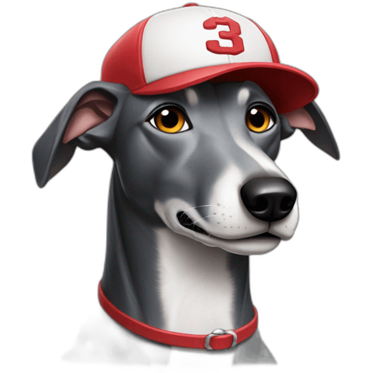 A russian greyhound in a little baseball cap emoji