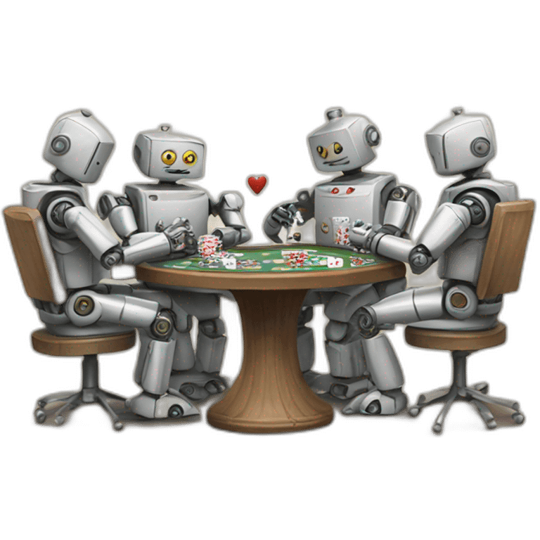 pencil sketch of robots playing poker emoji