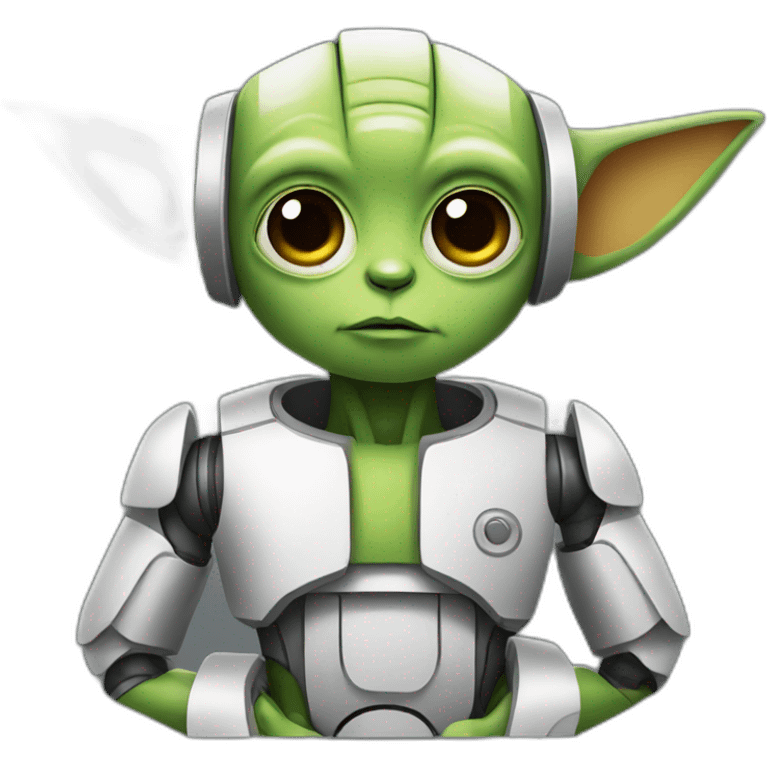 cute robot with yoda ears emoji