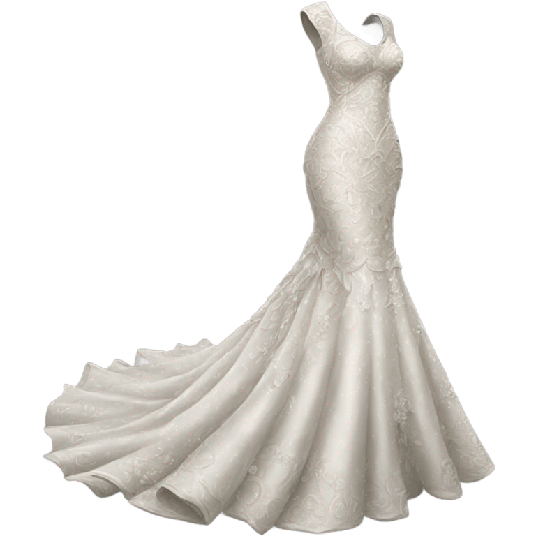 Hyper Realistic ornate Wedding dress displays fish tail emoji